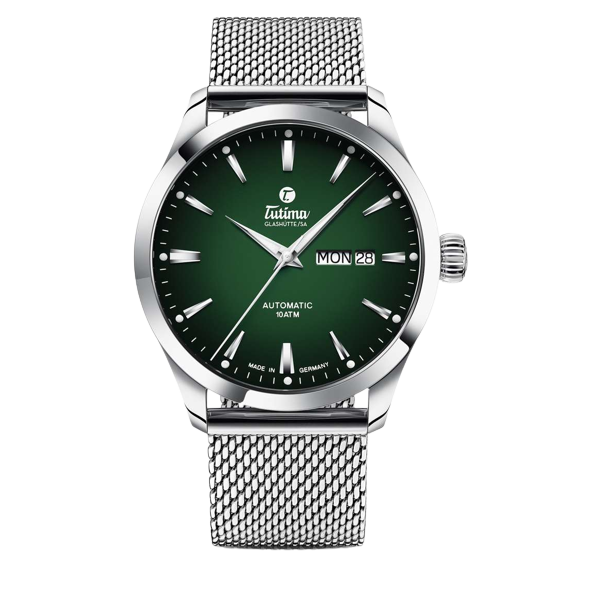 Tutima Glashütte Flieger 41mm Green Dial Silver Steel Bracelet