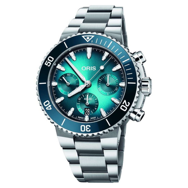Oris Aquis Chronograph 43.5mm Blue Dial Silver Steel Bracelet