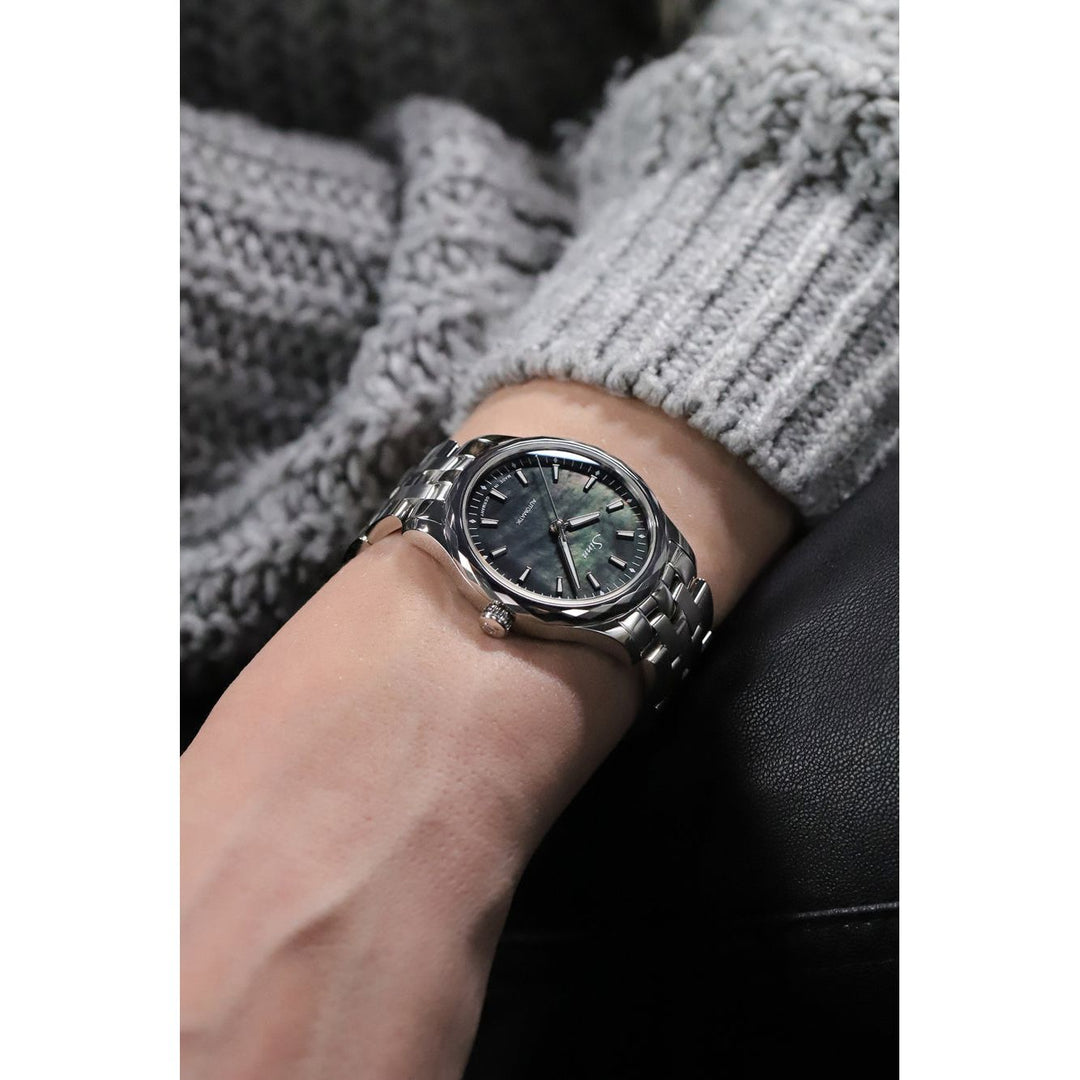 Sinn 534 MOP S 34mm Black MOP Dial Blue Leather Strap