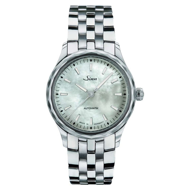 Sinn 534 MOP W 34mm White MOP Dial Blue Leather Strap