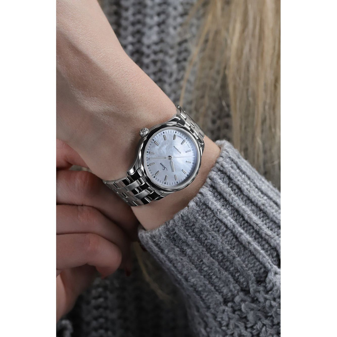 Sinn 534 MOP W 34mm White MOP Dial Blue Leather Strap