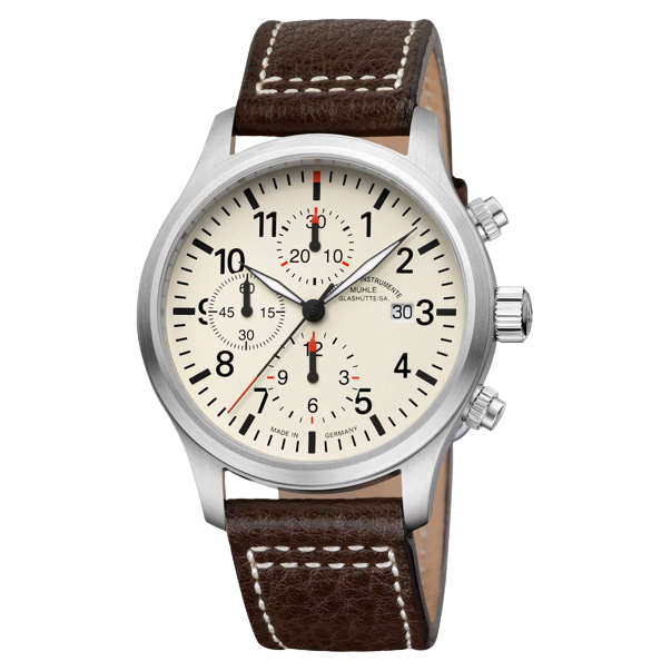Mühle Glashütte Terrasport 44mm Cream Dial Brown Strap