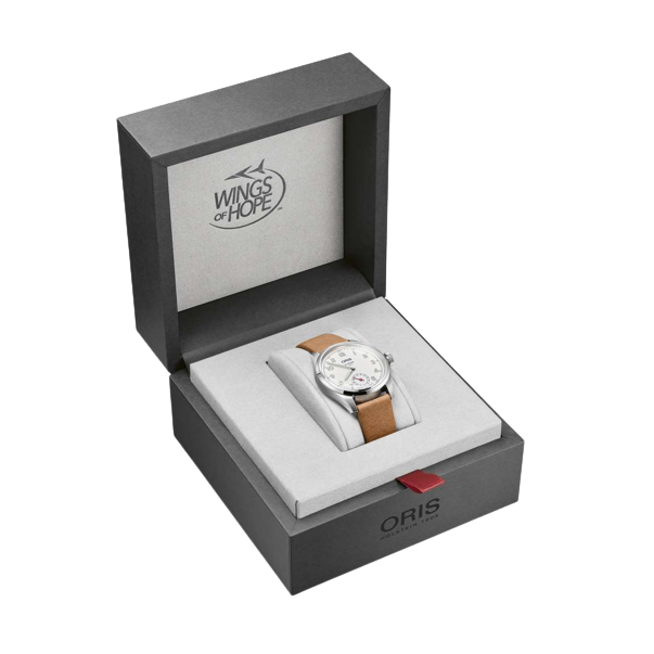 Oris Wings of Hope Limited Edition 40mm White Dial Brown Leather Strap