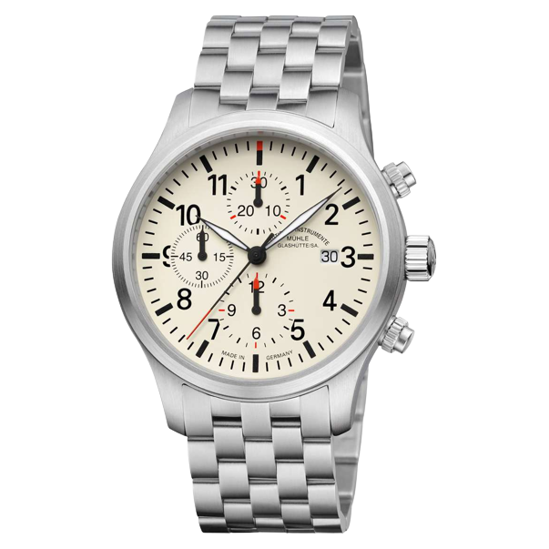 Mühle Glashütte Terrasport 44mm Cream Dial Silver Steel Bracelet
