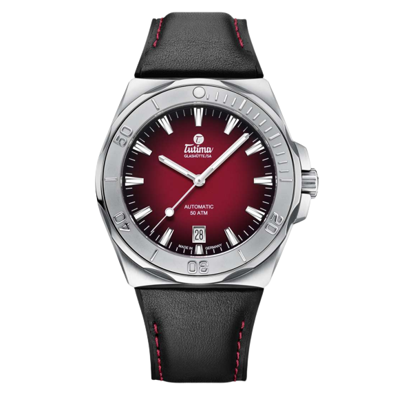 Tutima Glashütte M2 40mm Red Dial Black Strap