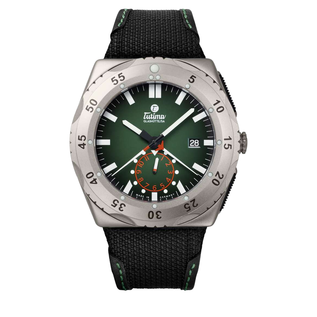 Tutima Glashütte M2 46.5mm Green Dial Black Strap
