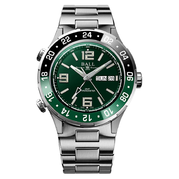 Ball Watch Watch Roadmaster Marine GMT 40mm Green Dial Silver Steel Bracelet