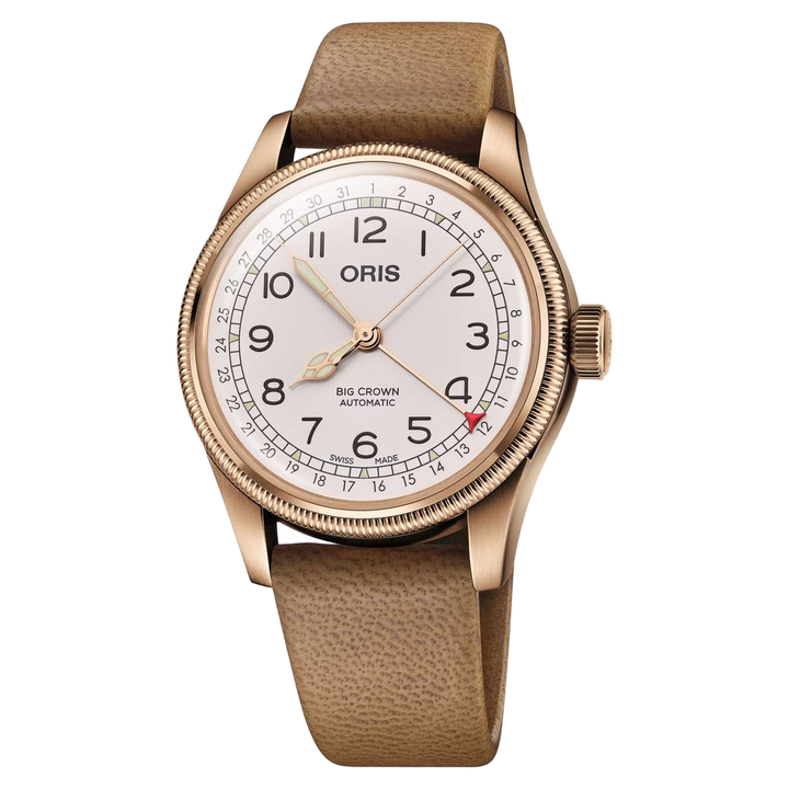 Oris Big Crown Father Time 40mm White Dial Brown / Bronze Leather Strap