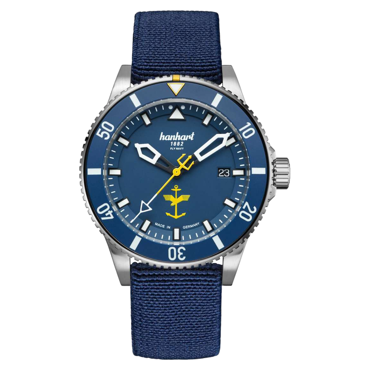 Hanhart Fly Navy MFG5 Aerosphere Ltd 42mm Navy Dial Navy Strap