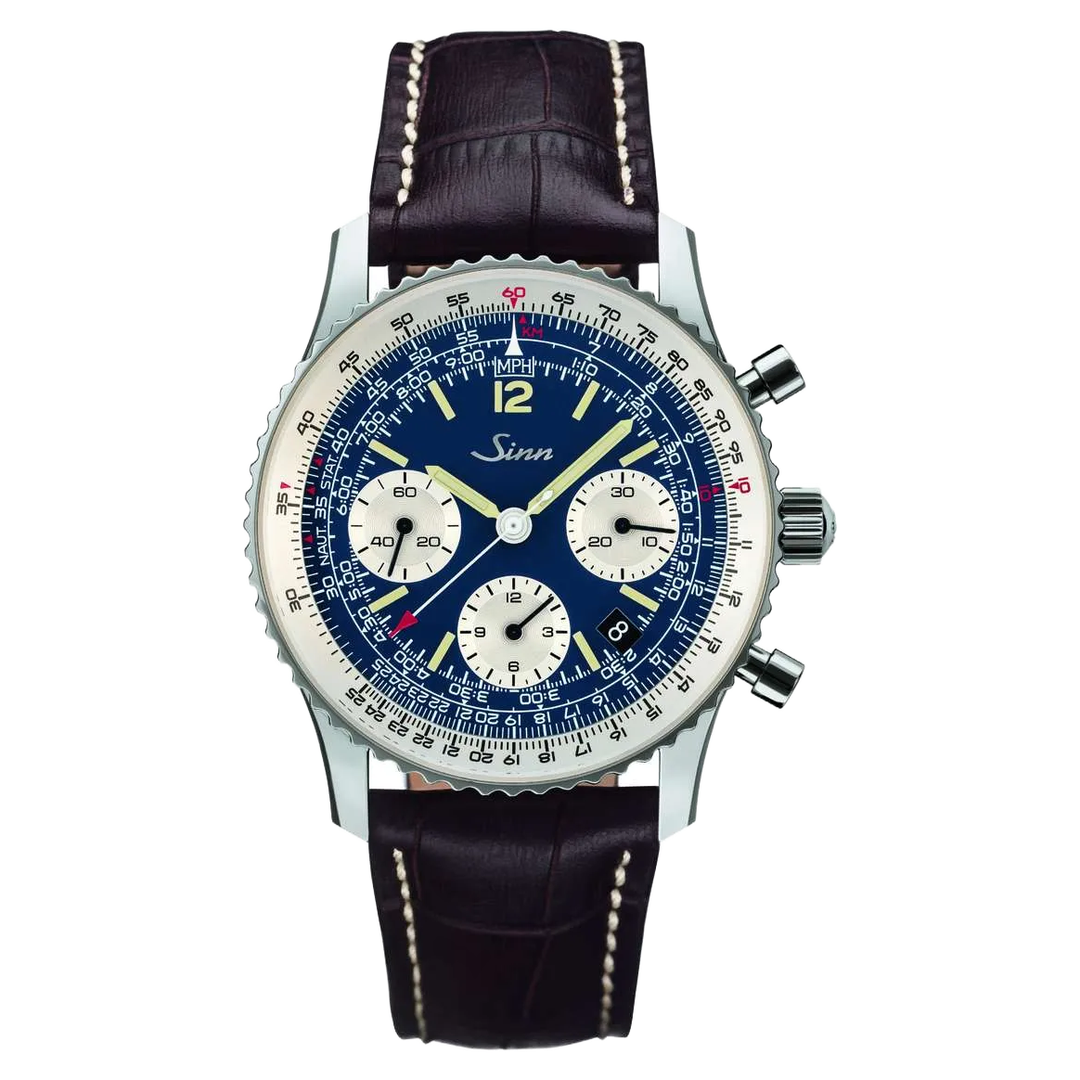 Sinn 903 St BE II 41mm Blue Dial Brown Strap