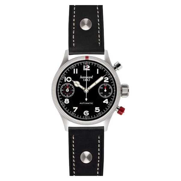 Hanhart PIONEER TwinDicator 45mm Black Dial Black Strap