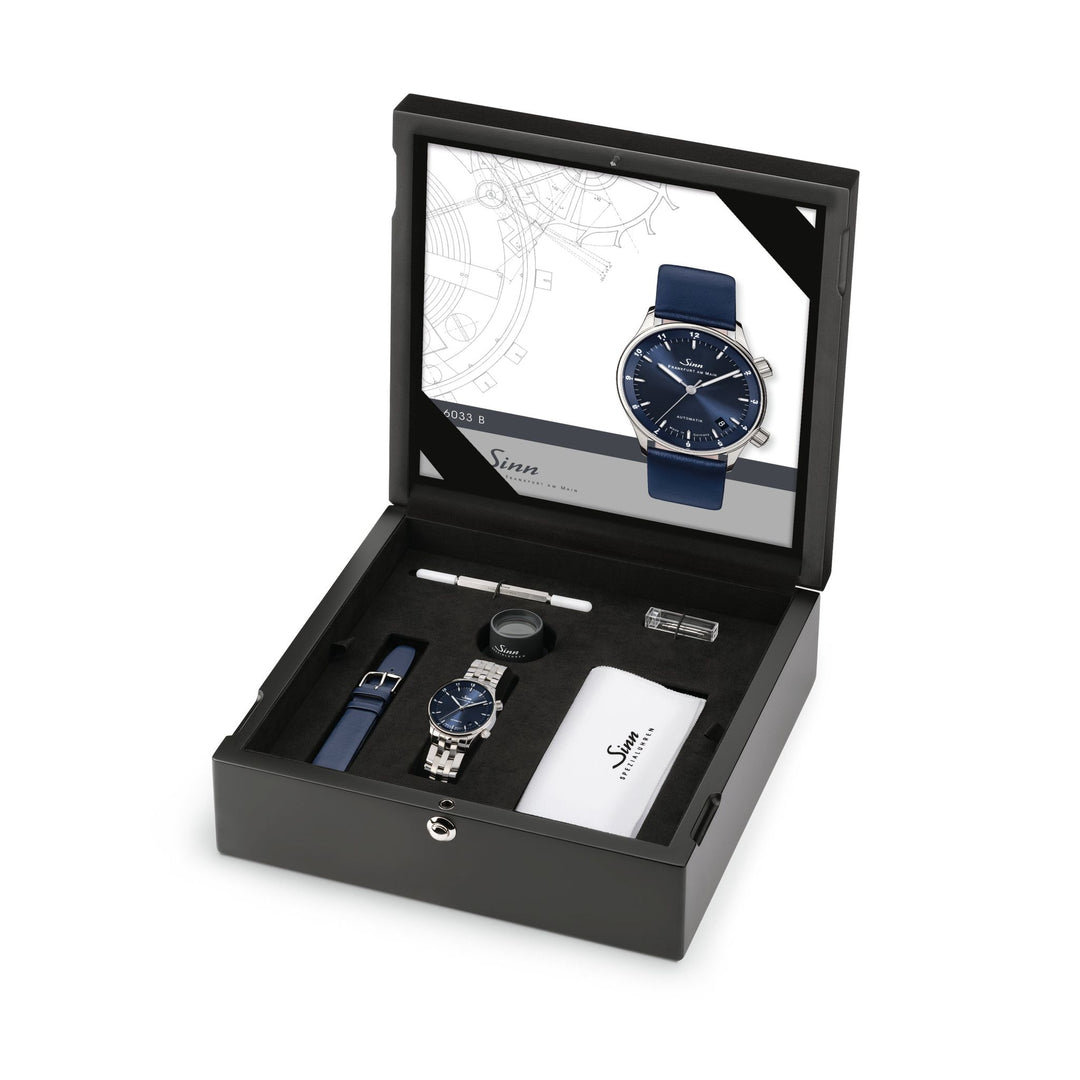 Sinn 6033 B 34mm Blue Dial Silver Steel Bracelet