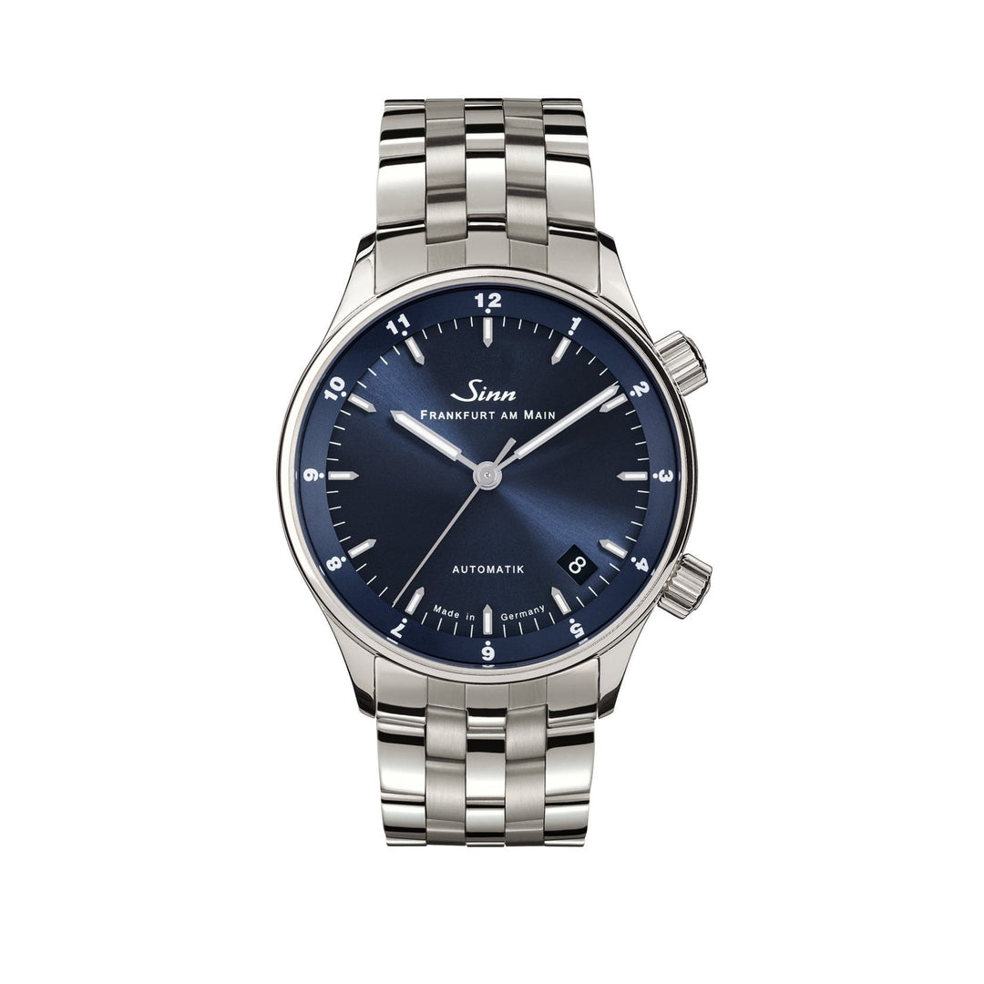 Sinn 6033 B 34mm Blue Dial Silver Steel Bracelet