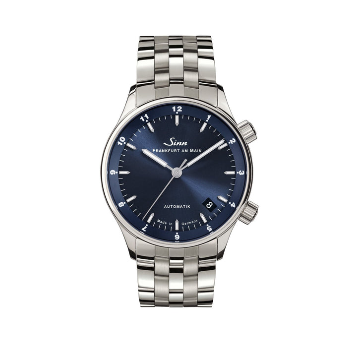 Sinn 6033 B 34mm Blue Dial Silver Steel Bracelet