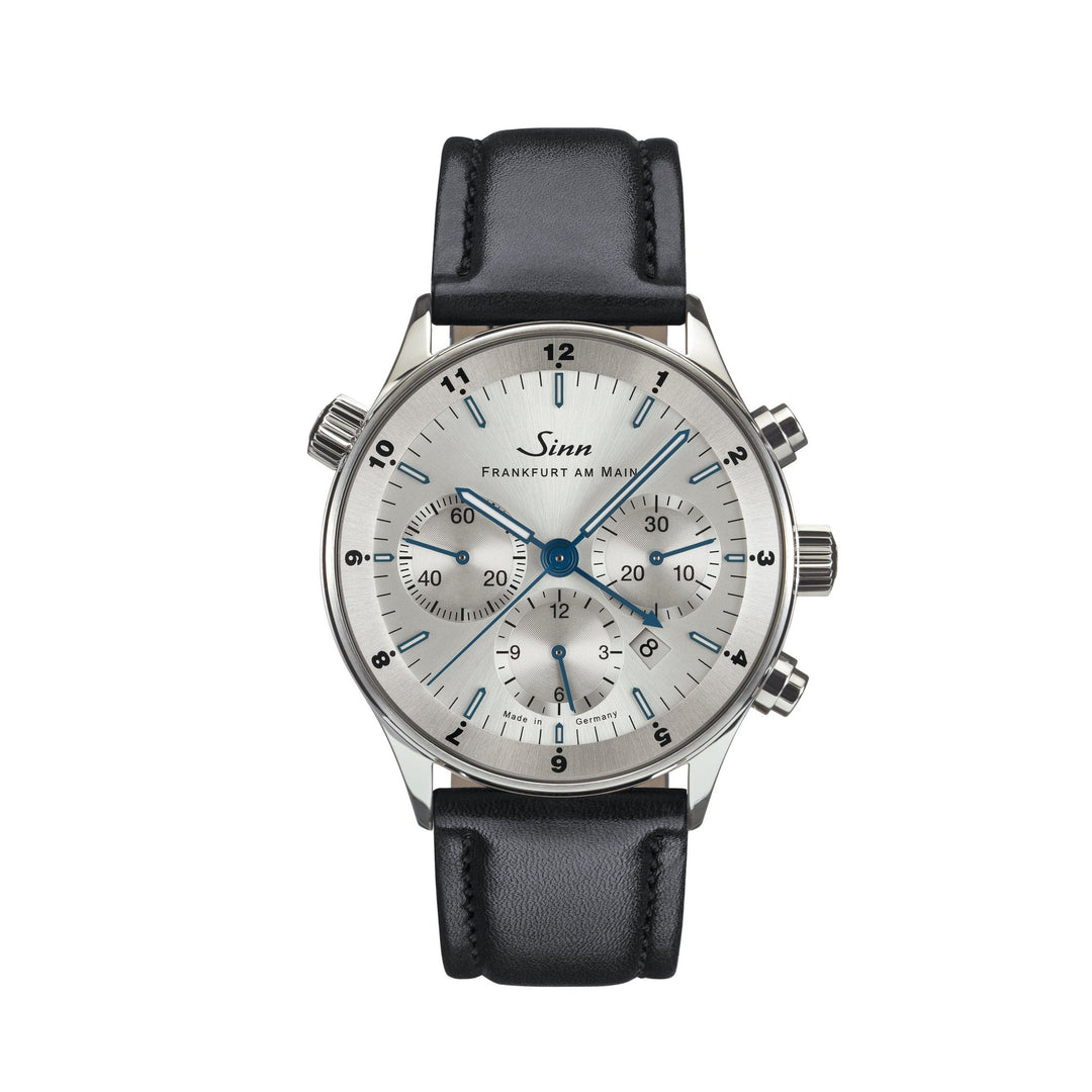 Sinn 6099 Anniversary 41.5mm Silver Dial Black Leather Strap