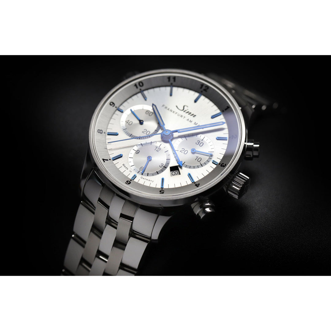 Sinn 6099 Anniversary 41.5mm Silver Dial Black Leather Strap