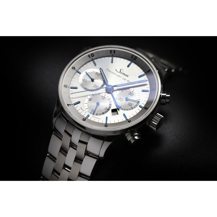 Sinn 6099 Anniversary 41.5mm Silver Dial Black Leather Strap