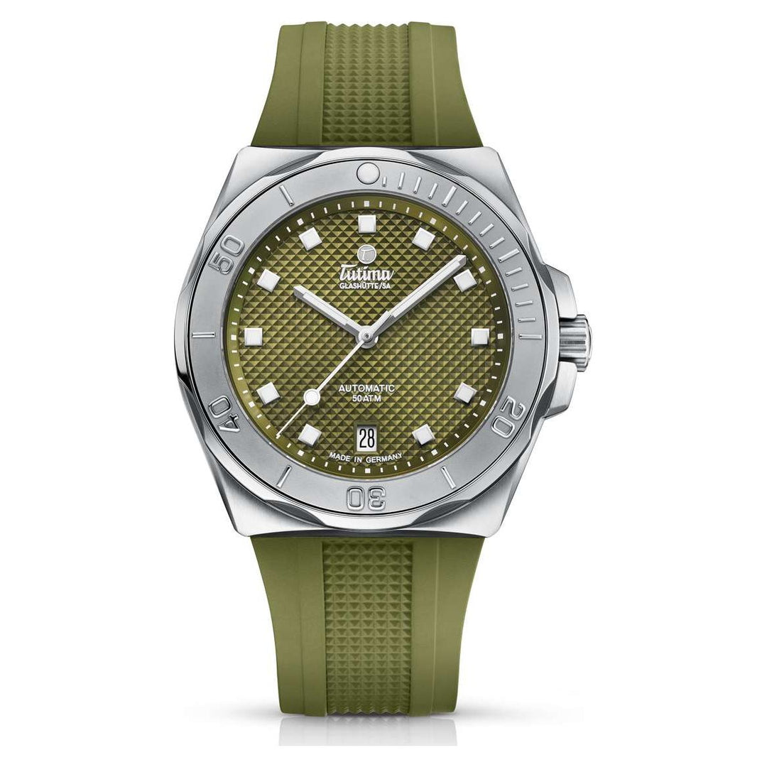 Tutima Glashütte M2 Seven Seas S 40.2mm Matt Green Dial Matt Green Strap