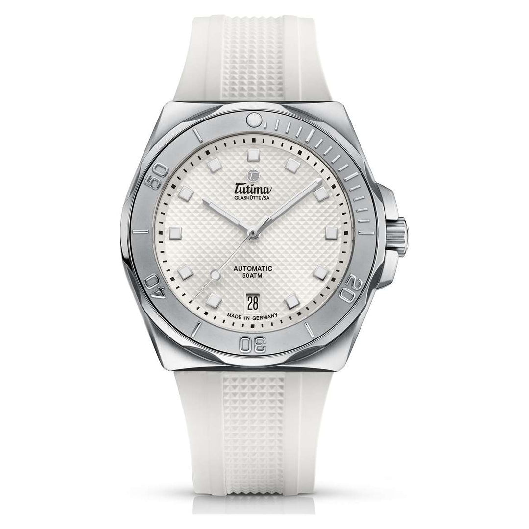 Tutima Glashütte M2 Seven Seas S 40.2mm White Dial White Strap