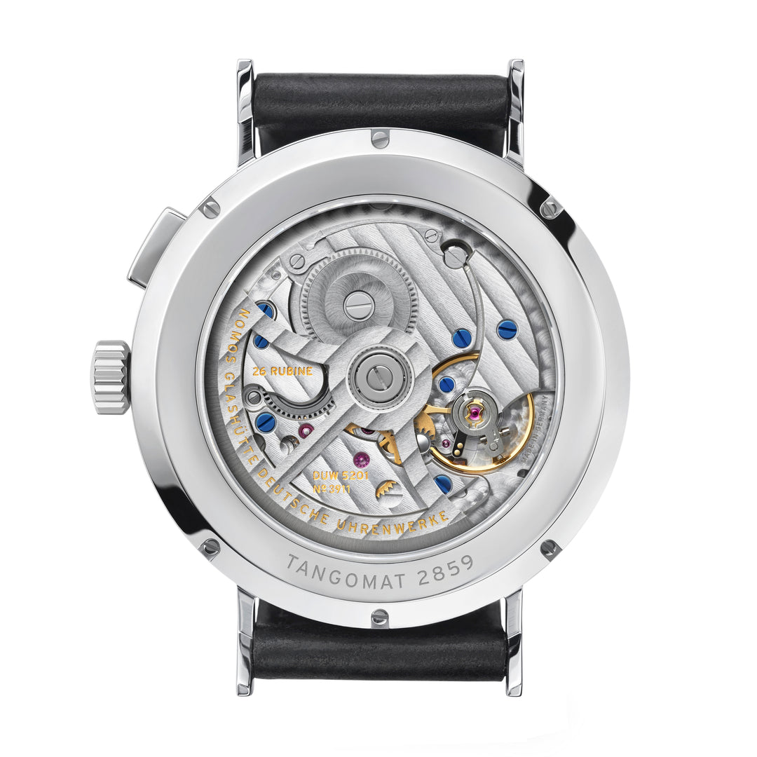 NOMOS Tangomat 40mm Galvanized, white silver-plated Dial Black Horween Genuine Shell Cordovan Strap