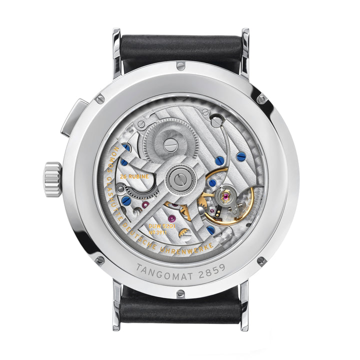 NOMOS Tangomat 40mm Galvanized, white silver-plated Dial Black Horween Genuine Shell Cordovan Strap