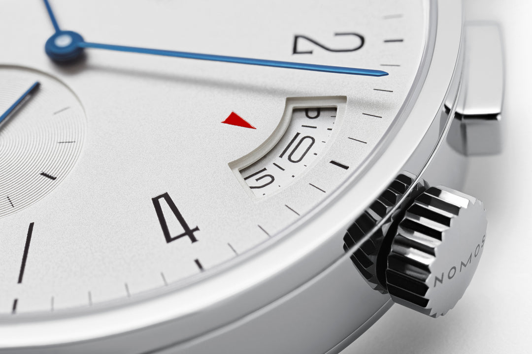 NOMOS Tangomat 40mm Galvanized, white silver-plated Dial Black Horween Genuine Shell Cordovan Strap