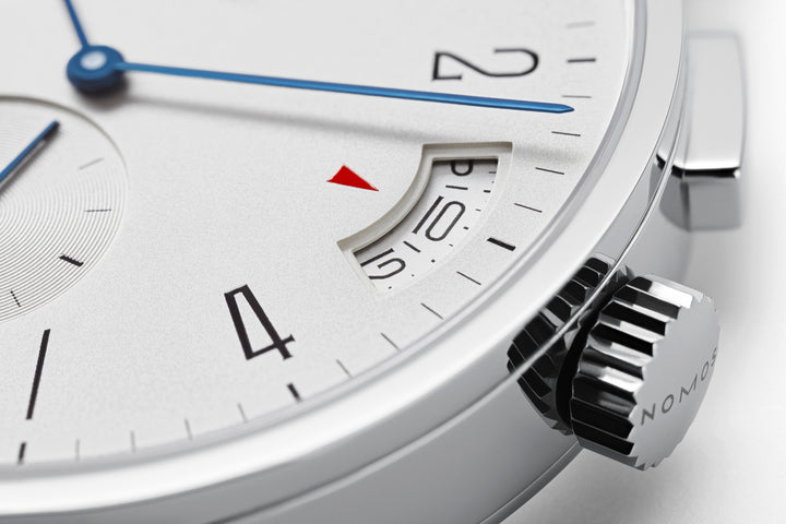NOMOS Tangomat 40mm Galvanized, white silver-plated Dial Black Horween Genuine Shell Cordovan Strap