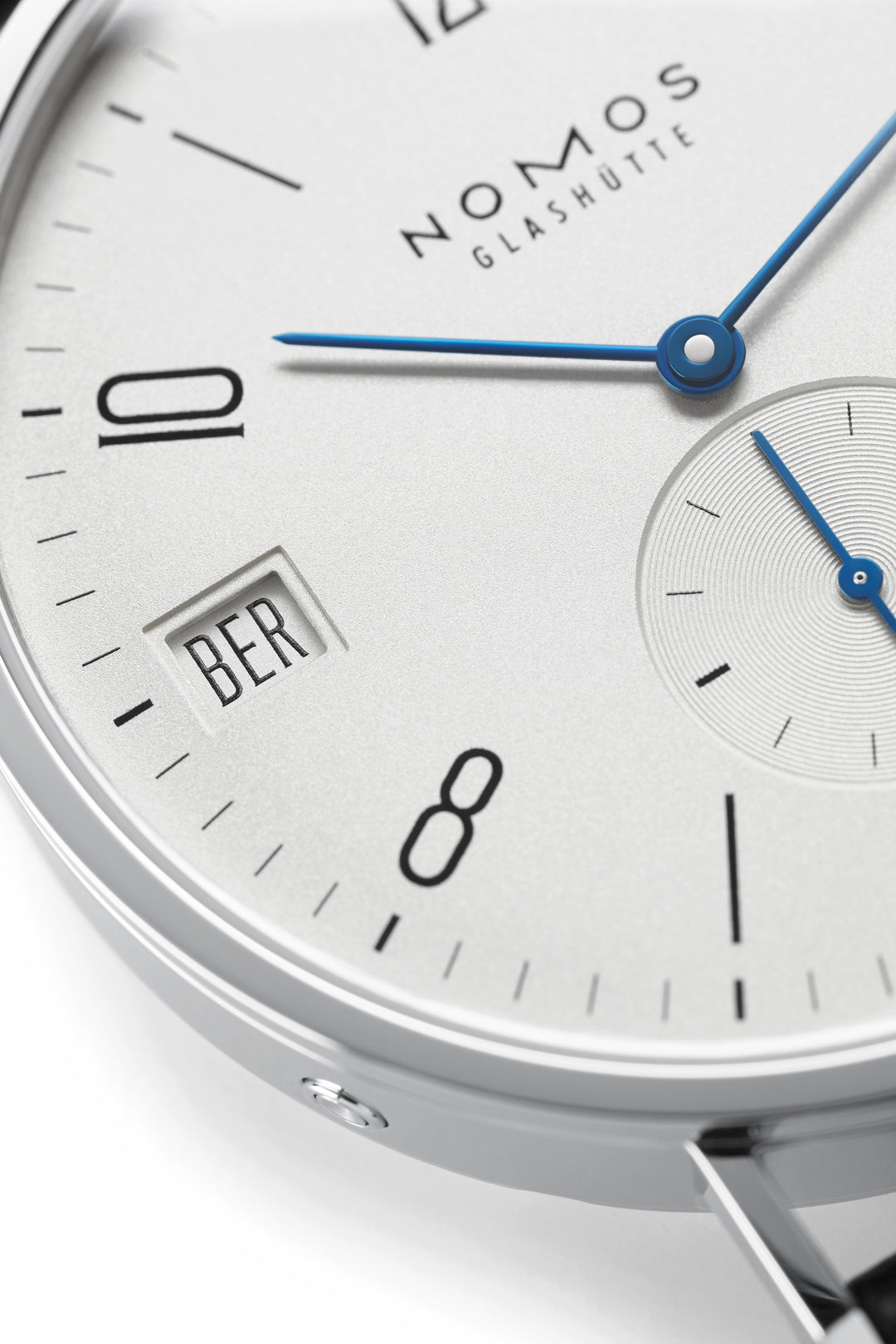 NOMOS Tangomat 40mm Galvanized, white silver-plated Dial Black Horween Genuine Shell Cordovan Strap