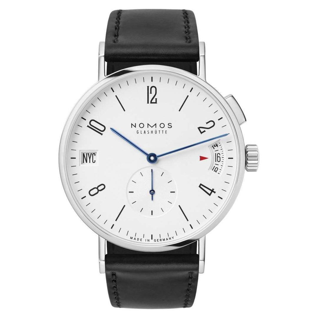 NOMOS Tangomat 40mm Galvanized, white silver-plated Dial Black Horween Genuine Shell Cordovan Strap