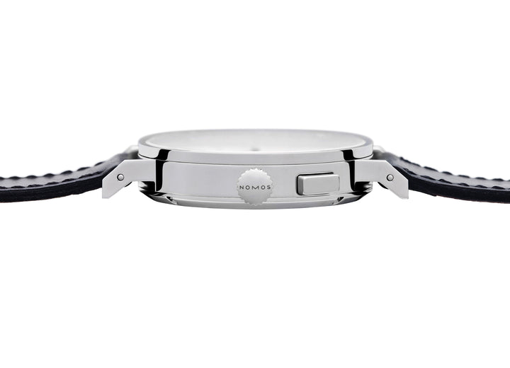 NOMOS Tangomat 40mm Galvanized, white silver-plated Dial Black Horween Genuine Shell Cordovan Strap