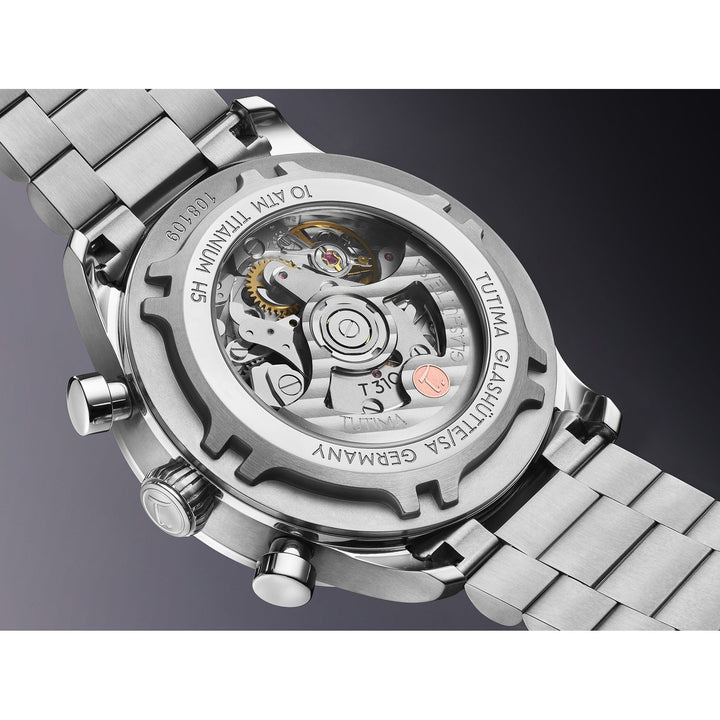 Tutima Glashütte Sky Chronograph T5 41mm Sunburst-Airy Blue Dial Silver Steel Bracelet