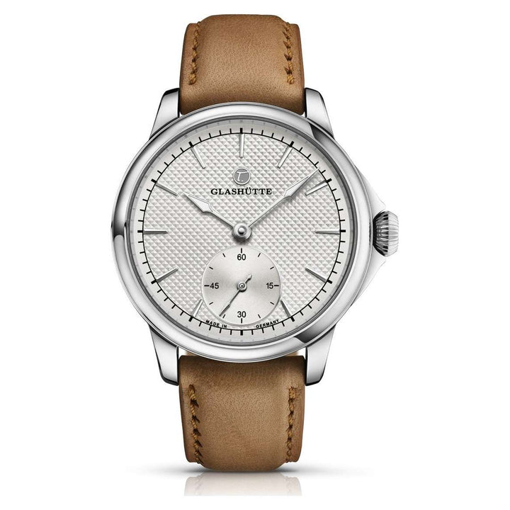 Tutima Patria 41mm Silver-white Dial Brown Sheepskin Strap