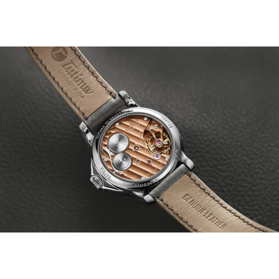Tutima Glashütte Patria 41mm Light Blue Dial Grey Leather Strap