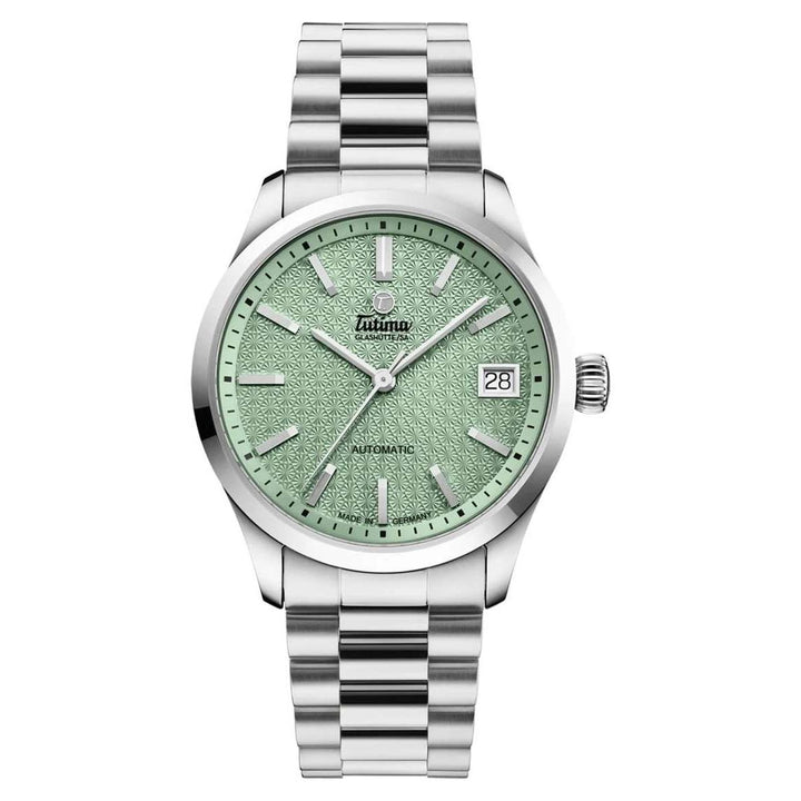 Tutima Glashütte Sky Lady 34mm Green Dial Silver Steel Bracelet