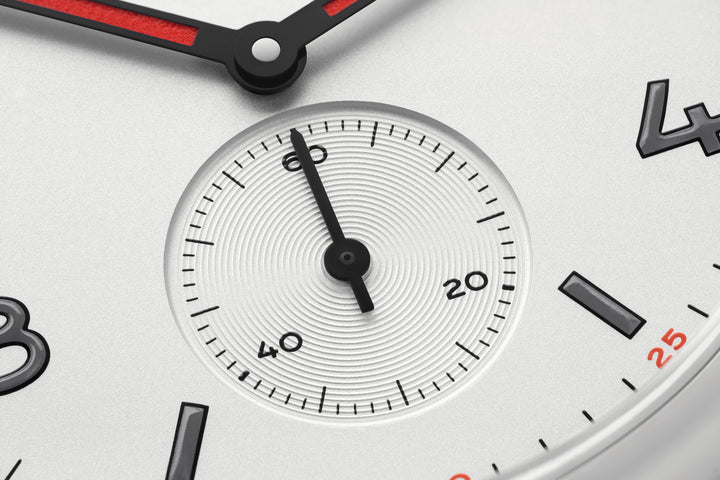 NOMOS Club 36mm Galvanized, white silver-plated Dial Brown, red stitching Horween Genuine Shell Cordovan Strap