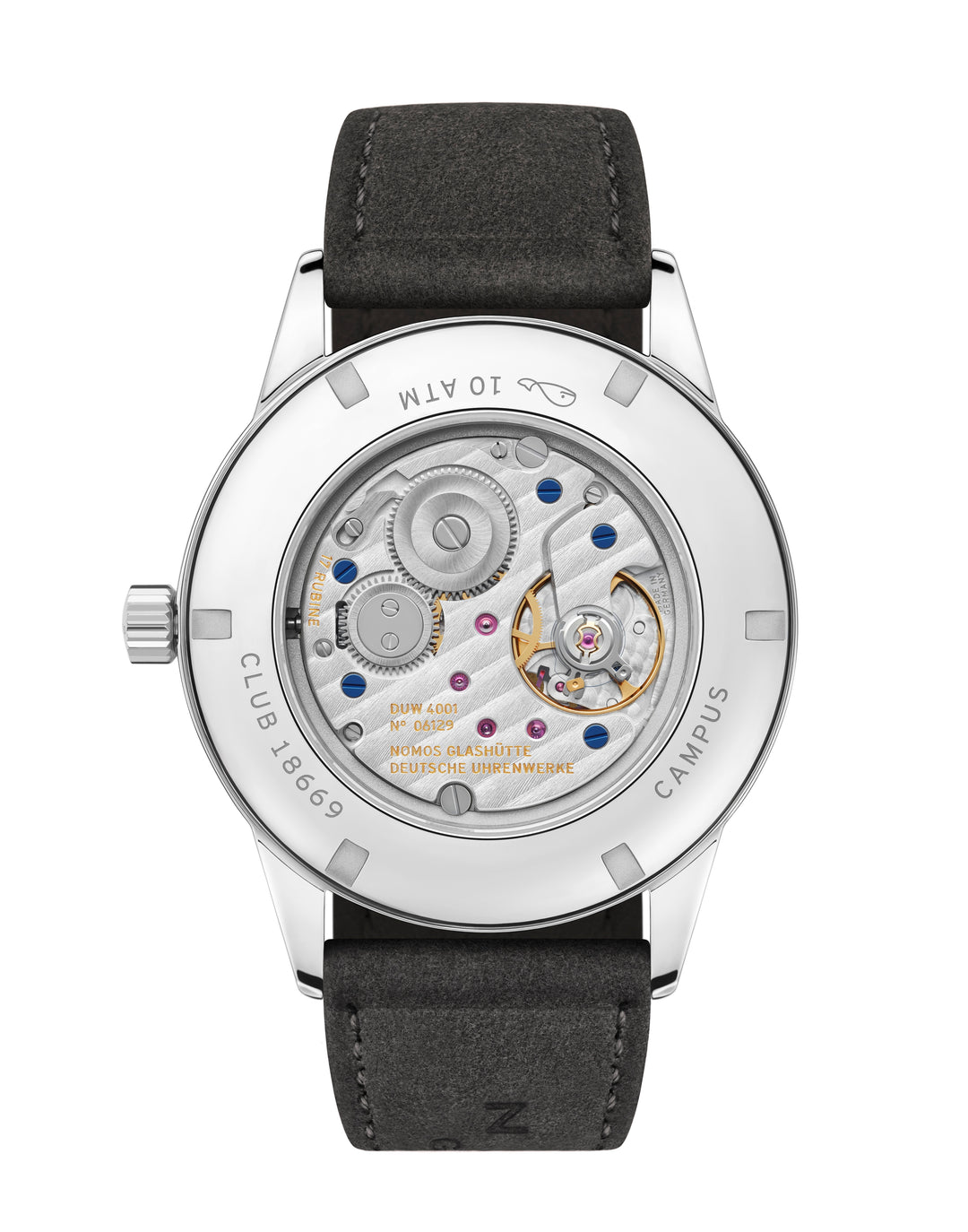 NOMOS Club Campus 38.5mm Rose Dial Anthracite Vegan velour, remborded Strap
