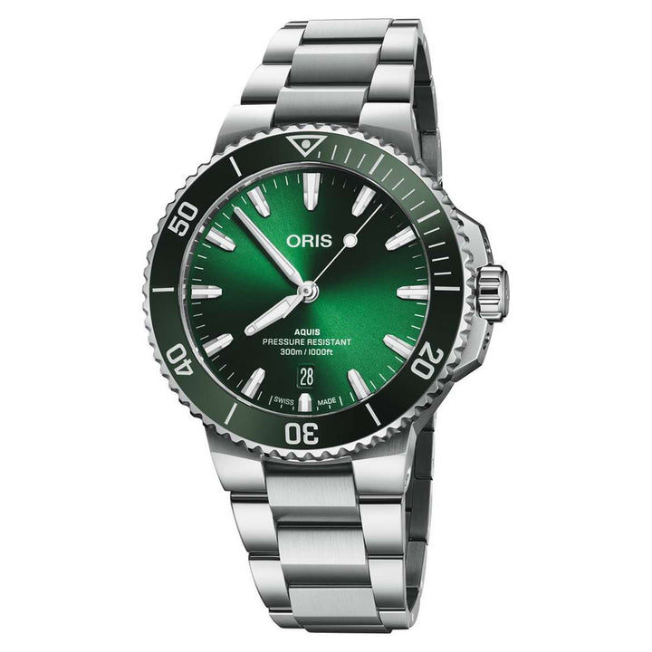 Oris Aquis 41.5mm Green Dial Silver Steel Bracelet