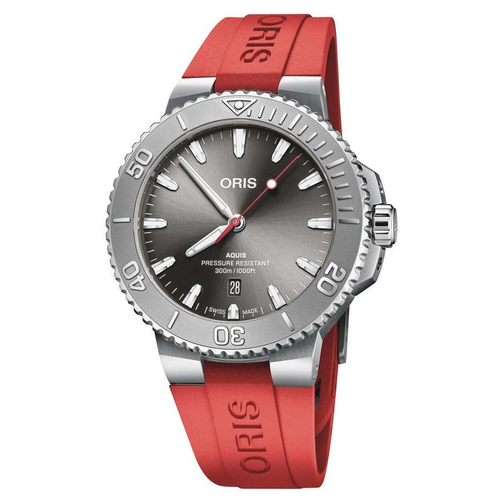 Oris Aquis Relief Date 43.5mm Grey Dial Orange Strap