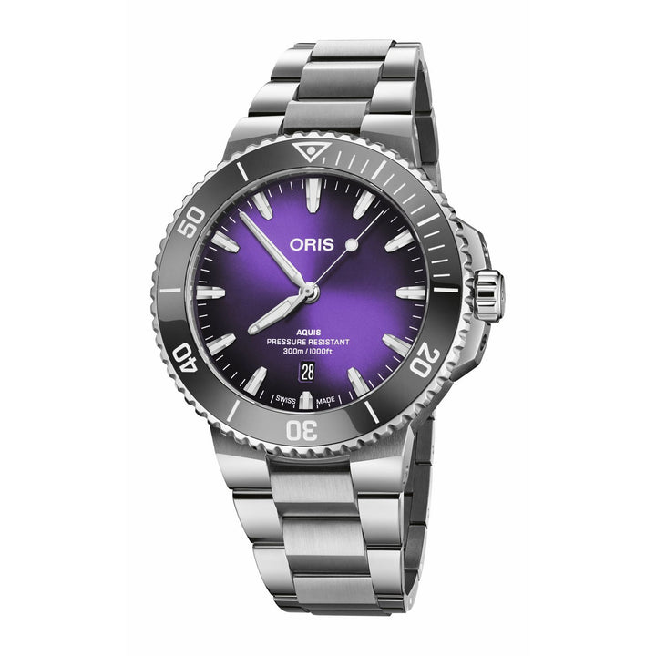 Oris Aquis Taste of Summer 43.5mm Violet Dial Silver Steel Bracelet