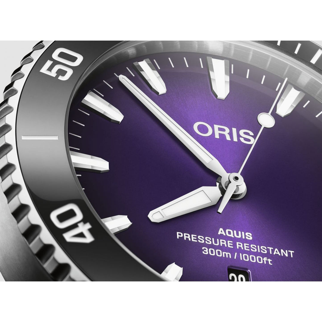 Oris Aquis Taste of Summer 43.5mm Violet Dial Silver Steel Bracelet