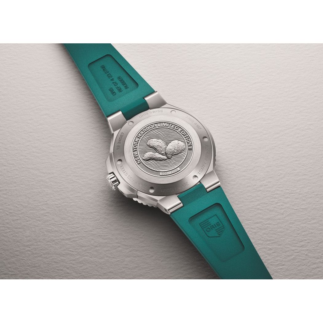 Oris Auqis New York Harbor II 43.5mm Aqua green MOP Dial Silver Steel Bracelet