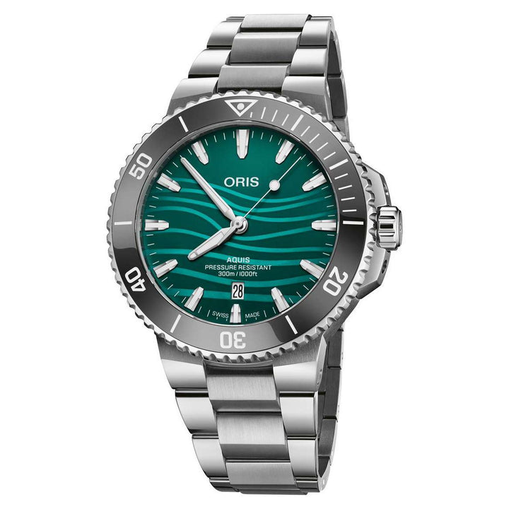 Oris Aquis Yangtze Jiangtun Limited Edition 43.5mm Blue Green MOP Dial Silver Steel Bracelet