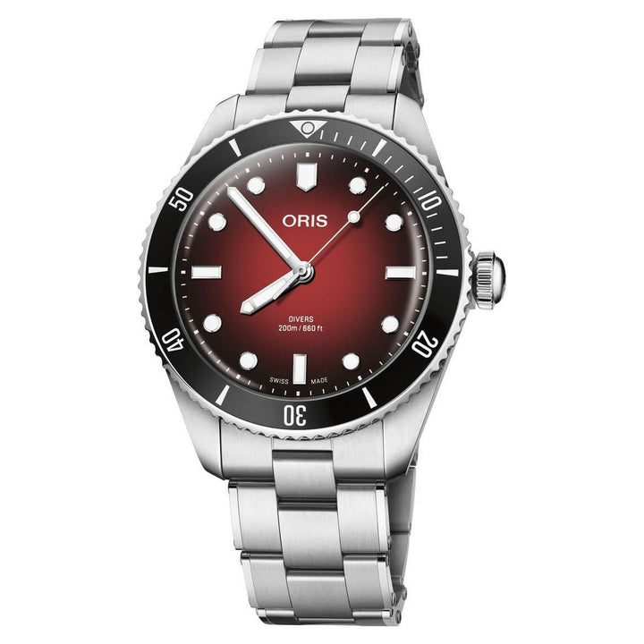 Oris x RedBar Limited edition 39mm Red Dial Silver &amp; Black Steel Bracelet