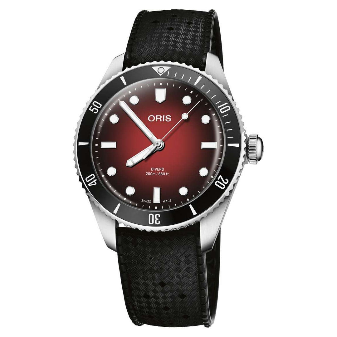 Oris x RedBar Limited edition 39mm Red Dial Silver &amp; Black Steel Bracelet
