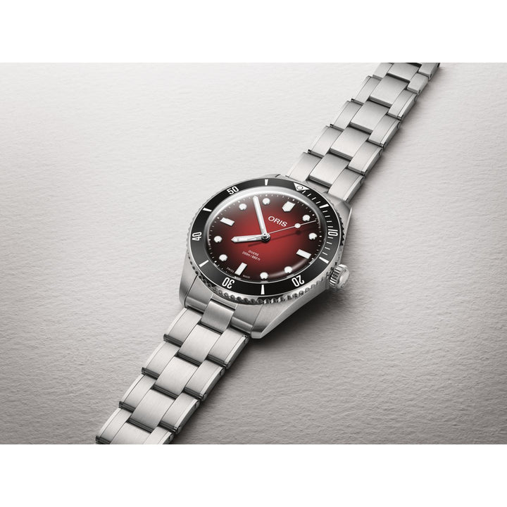 Oris x RedBar Limited edition 39mm Red Dial Silver &amp; Black Steel Bracelet