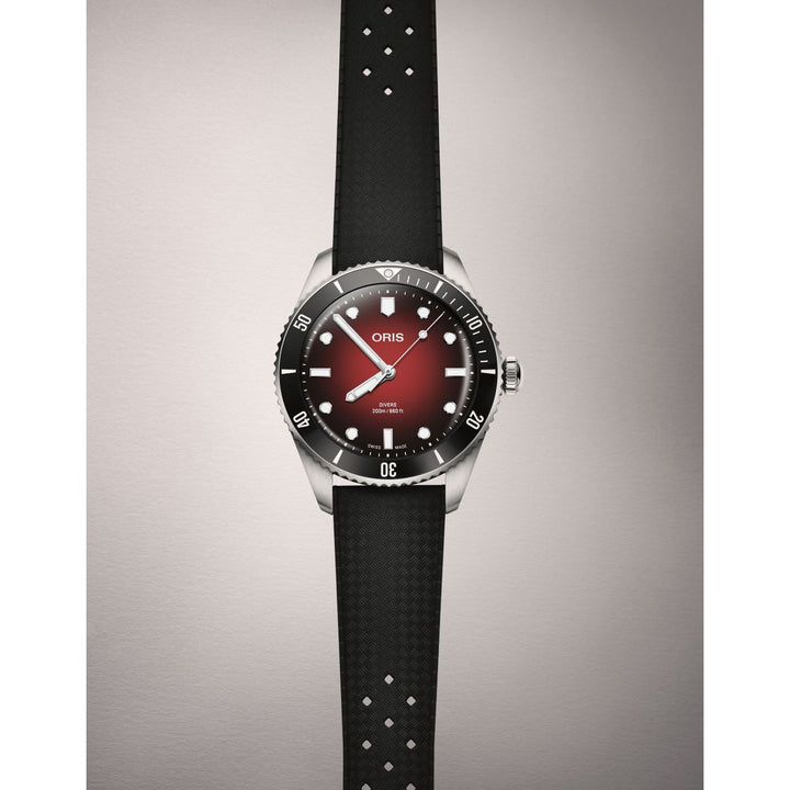 Oris x RedBar Limited edition 39mm Red Dial Silver &amp; Black Steel Bracelet