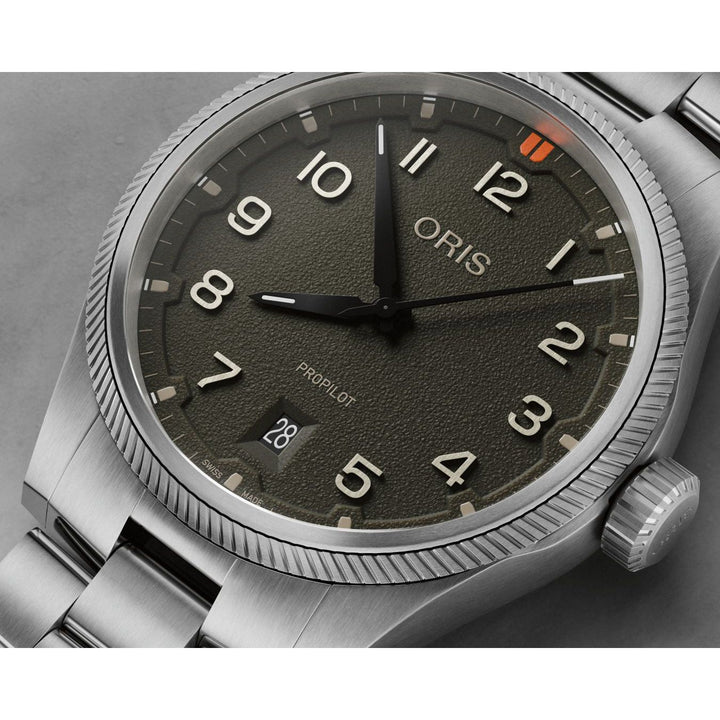 Oris Propilot 41mm Moss Dial Stainless Steel Steel Bracelet