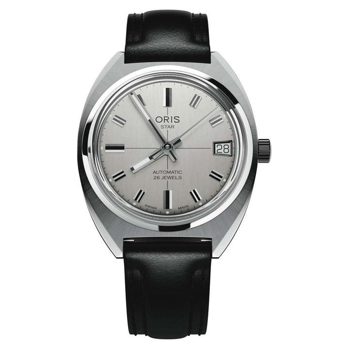 Oris Heritage 35mm Silver Dial Black Leather Strap