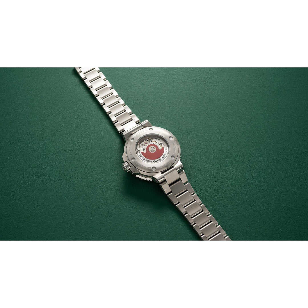 Oris Aquis X Bracenet 36.5mm Green Dial Silver Steel Bracelet