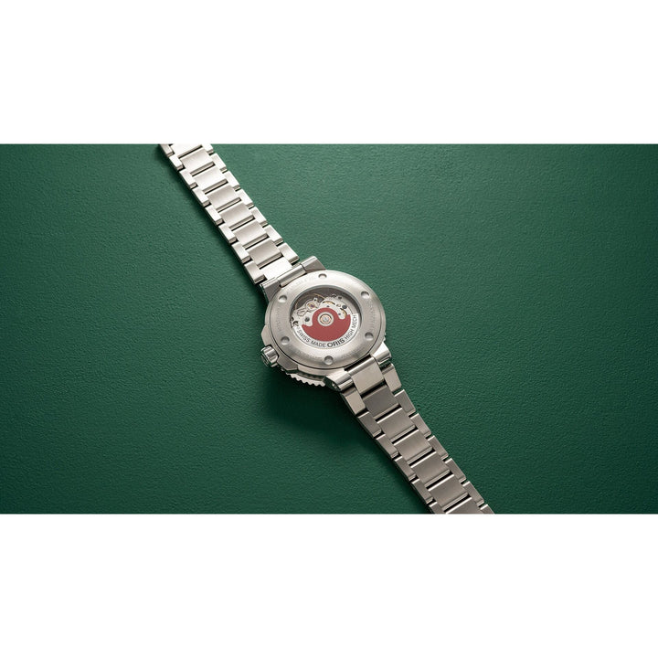Oris Aquis X Bracenet 36.5mm Green Dial Silver Steel Bracelet